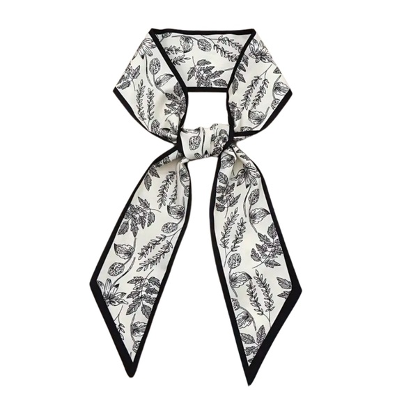 NEW Floral Black and White Twilly - Picture 1 of 3